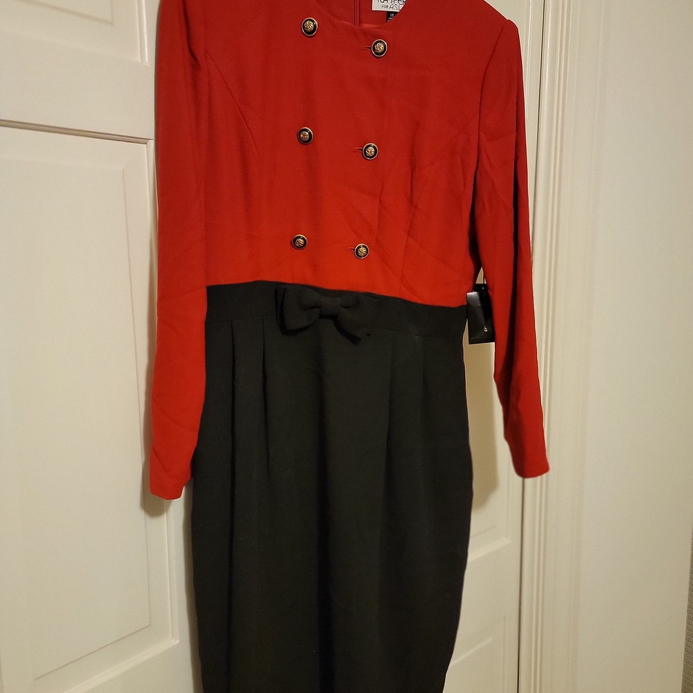 Elegant Red and Black Double-Breasted Women's Coat